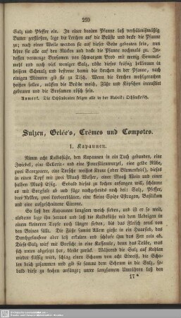 Sulzen, Gelée's, Crêmes und Compotes