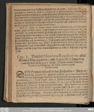 Cap. 2. Von der Mundana Reuolutione ...