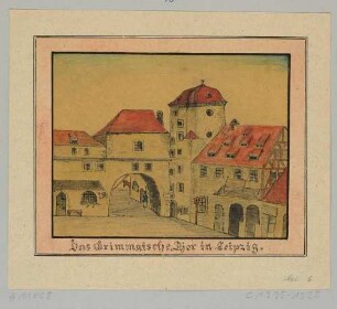 Das Grimmaische Tor in Leipzig mit dem Schuldturm von der Stadtseite