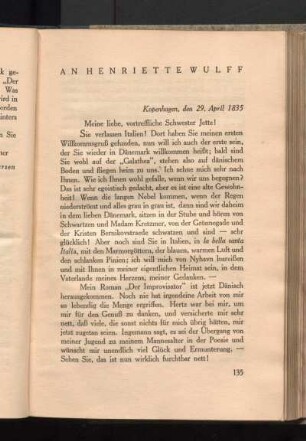 An Henriette Wulff [1835]