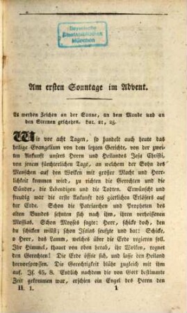 Predigten auf alle Sonn- und vorzüglichsten Festtage eines Kirchenjahres, 2,1