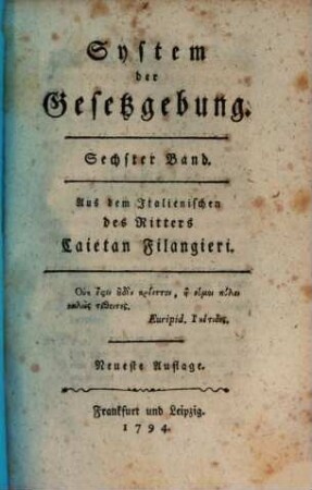 System der Gesetzgebung, 6