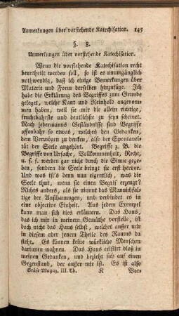 §. 8. Anmerkungen über vorstehende Katechisation.