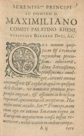 Sereniss.mo Principi Ac Domino D. Maximiliano ...