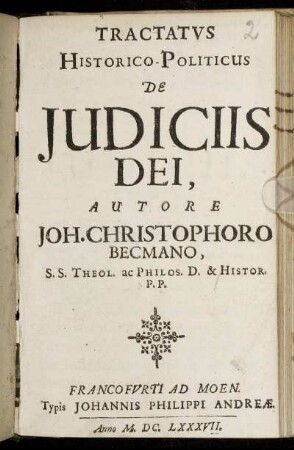 Tractatus Historico-Politicus De Iudiciis Dei