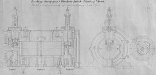 Gleichstrommaschine der Nienburger-Eisengießerei, Schema : Technikgeschichte | Industrie und Technik | Dampfmaschinen (Abwärmekraftmaschinen, Locomobile)