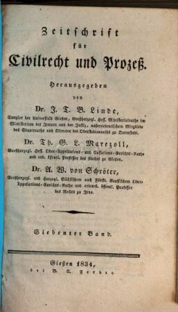 Zeitschrift für Civilrecht und Prozeß. 7. 1834