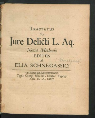 Tractatus De Iure Delicti L. Aq.