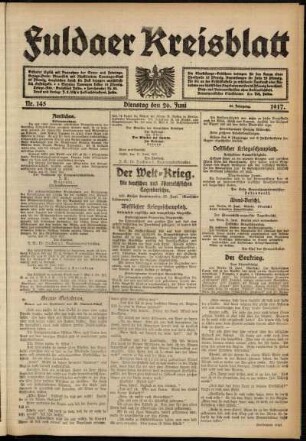 Ausgabe vom Dienstag, den 26. Juni 1917.