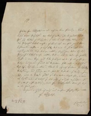Nr. 3 Brief von Friedrich Christian Kries an Ludwig Christian Lichtenberg. Ohne Ort, 27.7.1799