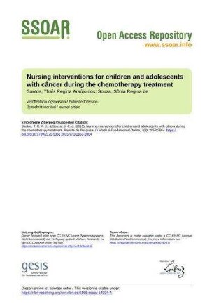 Nursing interventions for children and adolescents with câncer during the chemotherapy treatment