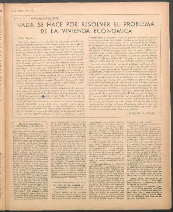 Nada se hace por resolver el problema de la vivienda económica : Cartas de un argentino que se enoja