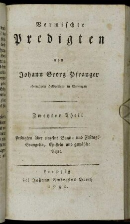 2: Predigten über einzelne Sonn- und Festtags-Evangelia, Episteln und gewählte Texte