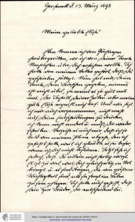 Brief vom 13.03.1898