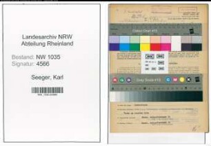 Entnazifizierung Karl Seeger , geb. 09.10.1892 (Kaufmaennischer Angestellter)