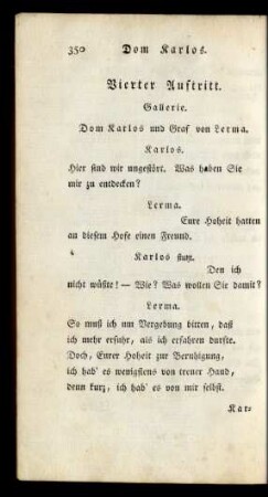 Vierter Auftritt. Gallerie. Dom Karlos und Graf von Lerma