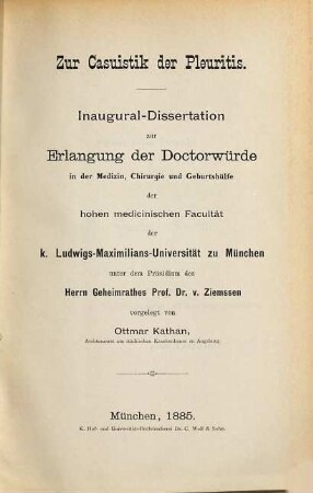 Zur Casuistik der Pleuritis