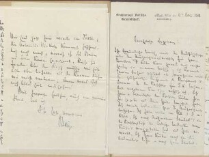 Friedrich Nieser, Berlin, an Adelbert Düringer: Auszeichnung für Adolf Kühn; Urlaubspläne; Gedanken zu Eugen von Jagemann, 11.07.1918.