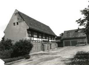 Dresden-Cossebaude, Hauptstraße 18. Vierseithof. Ehemaliges Stall- und Nebengebäude (um 1800). Hofansicht