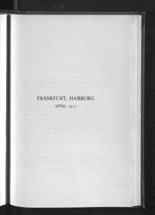 Frankfurt, Hamburg April 1913