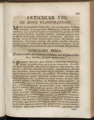 Articulus VIII. De Motu Transpirationis.