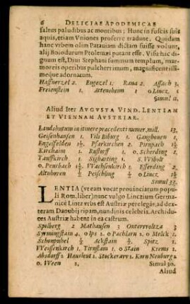 Aliud Iter Augusta Vind. Lentiam Et Viennam Austriae