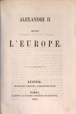 Alexander II devant l'Europe