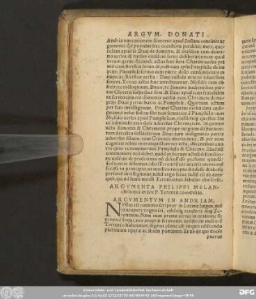 Argumenta Philippi Melanchthonis in sex P. Terentii comoedias. Argumentum In Andriam.