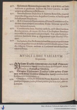 Mvsici Libri Variarvm linguarum.