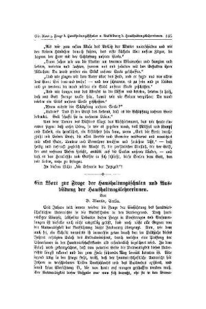 Ein Wort zur Frage der Haushaltungsschulen und Ausbildung der Haushaltungslehrerinnen