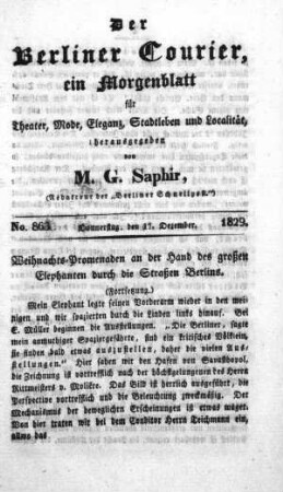 No. 863, Donnerstag, den 17. Dezember 1829