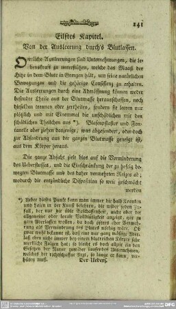 Elftes Kapitel. Von der Ausleerung durch's Blutlassen