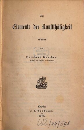 Die Elemente der Kunstthätigkeit