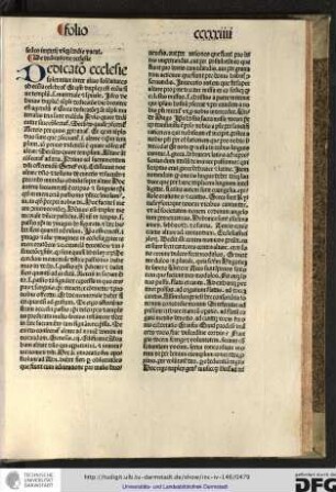 Dedicatio ecclesie solenniter inter alias solennitates ab ecclesia celebratur, et quoniam duplex est ecclesia sive templum scilicet materiale et spirituale...