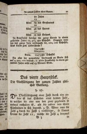 Das vierte Hauptstück. Die Vielfältigung der ganzen Zahlen gleicher Gattung.