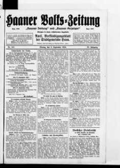 Haaner Volks-Zeitung. 1896-1928