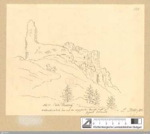 Auf der Ruine Flochberg : wahrscheinlich das auf der vorgehenden Ansicht zu sehende Vorwerk