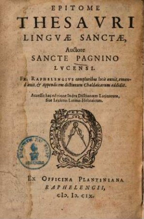 Epitome Thesauri Linguae Sanctae
