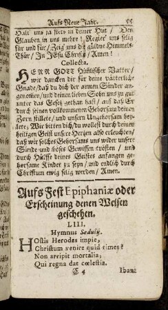 Auf Fest Epiphaniæ oder Erscheinung denen Weisen geschehen.