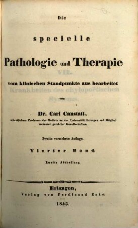 Handbuch der medicinischen Klinik. 4,2, Die specielle Pathologie und Therapie