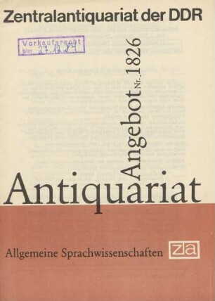 Nr. 1826: Allgemeine Sprachwissenschaften