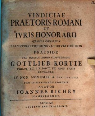 Vindiciae praetoris Romani et ivris honorarii