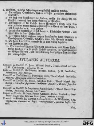 Syllabus Actorum.