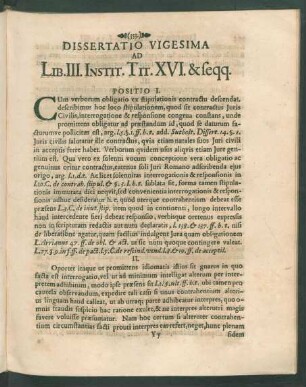 Dissertatio Vigesima Ad Lib. III. Instit. Tit. XVI. & seqq.