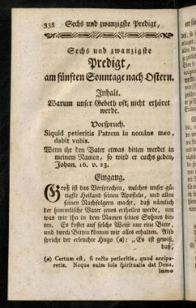 338-346, Inhalt; Vorspruch; Eingang; Einleitung; Erster Theil
