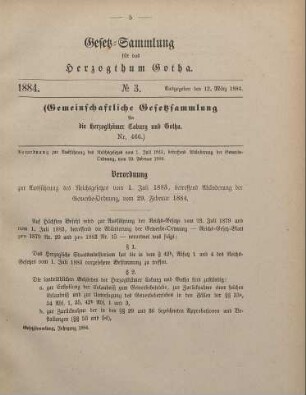 3. Verordnung zur Ausführung des Reichsgesetzes vom vom 1. Juli 1883, betreffend Abänderung der Gewerbeordnung. Vom 29. Februar 1884