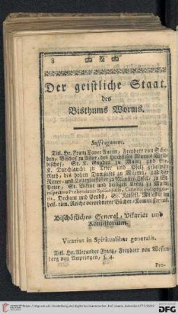 Der geistliche Staat des Bisthums Worms