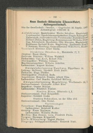Neue Deutsch-Böhmische Elbeschiffahrt, Aktiengesellschaft.