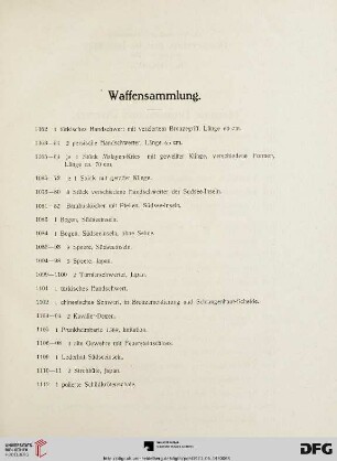 Waffensammlung (Nr. 1052-1112)