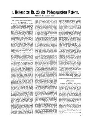 Zur Tagung des Sprachvereins in Hamburg : 1. Beilage zu Nr. 23 der Pädagogischen Reform